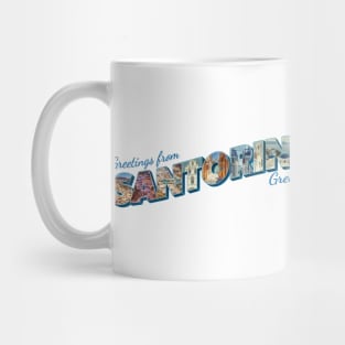 Greetings from Santorini in Greece Vintage style retro souvenir Mug